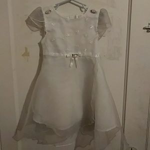 Girls white formal dress w/pink flowers